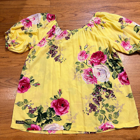 Matilda Jane Woman In Town Peasant Blouse Size Medium Floral Puff Sleeve Casual - Picture 2 of 5